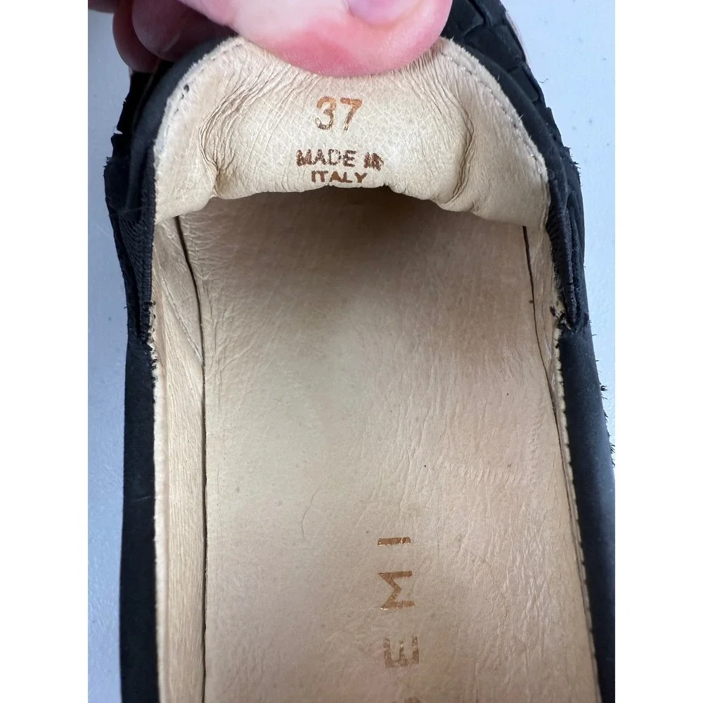 M. Gemi Womens The‎ Cerchio Black Woven Nubuck Suede Sneakers Loafers EU37/US 7
